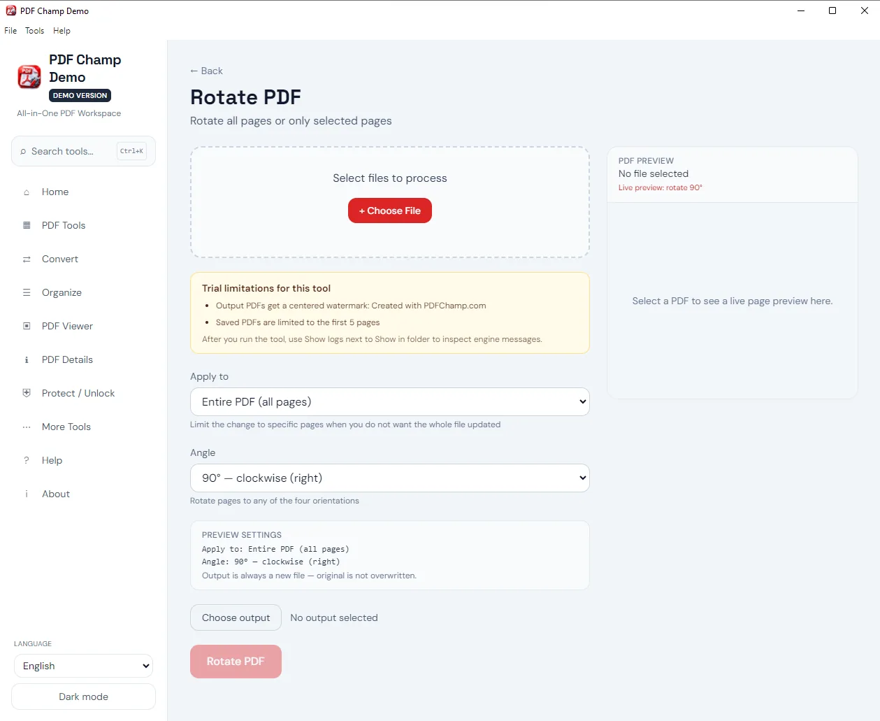 Organize pages workspace